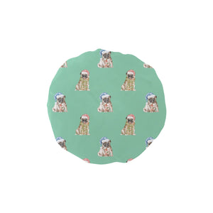 Watercolor Fawn Pugs Christmas Elastic Reusable Shower Caps-Accessories-Accessories, Christmas, Dog Mom Gifts, Pug-Mint Green-ONE SIZE-13