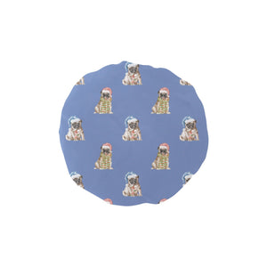 Watercolor Fawn Pugs Christmas Elastic Reusable Shower Caps-Accessories-Accessories, Christmas, Dog Mom Gifts, Pug-Slate Blue-ONE SIZE-9