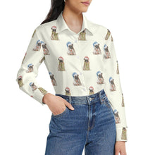 Load image into Gallery viewer, Watercolor Fawn Pugs Christmas Women&#39;s Shirt-Apparel-Apparel, Dog Mom Gifts, Pug, Shirt-5