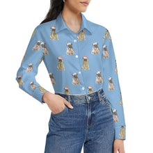 Load image into Gallery viewer, Watercolor Fawn Pugs Christmas Women&#39;s Shirt-Apparel-Apparel, Dog Mom Gifts, Pug, Shirt-17