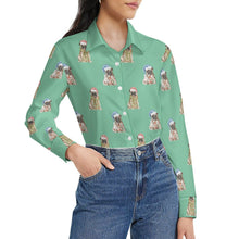 Load image into Gallery viewer, Watercolor Fawn Pugs Christmas Women&#39;s Shirt-Apparel-Apparel, Dog Mom Gifts, Pug, Shirt-25