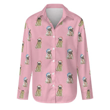 Load image into Gallery viewer, Watercolor Fawn Pugs Christmas Women&#39;s Shirt-Apparel-Apparel, Dog Mom Gifts, Pug, Shirt-S-Pink-8