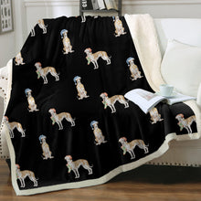 Load image into Gallery viewer, Watercolor Fawn Red Greyhounds Whippets Christmas Blanket - 8 Colors-Blanket-Bedding, Blankets, Christmas, Greyhound, Home Decor, Whippet-8