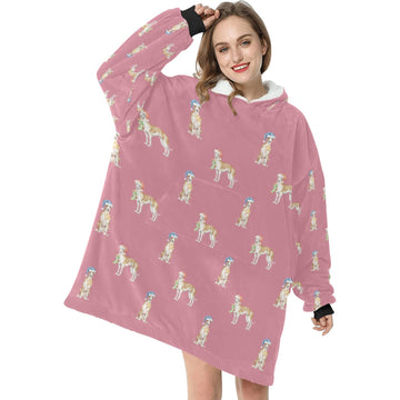 Watercolor Fawn Red Whippets Christmas Blanket Hoodie 360x
