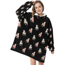 Load image into Gallery viewer, Watercolor Fawn Red White Bull Terriers Christmas Blanket Hoodie-Blanket-Apparel, Blanket Hoodie, Blankets, Bull Terrier, Christmas, Dog Mom Gifts-34