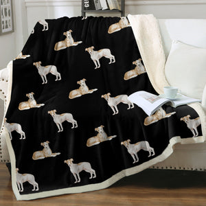 Watercolor Fawn Red White Greyhounds Whippets Blanket - 8 Colors-Blanket-Bedding, Blankets, Greyhound, Home Decor, Whippet-15