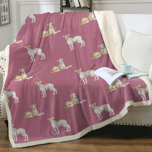 Watercolor Fawn Red White Greyhounds Whippets Blanket - 8 Colors-Blanket-Bedding, Blankets, Greyhound, Home Decor, Whippet-16