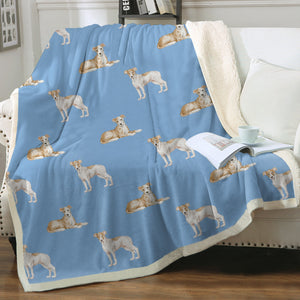 Watercolor Fawn Red White Greyhounds Whippets Blanket - 8 Colors-Blanket-Bedding, Blankets, Greyhound, Home Decor, Whippet-5