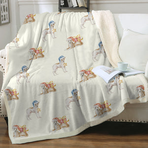 Watercolor Fawn Red White Greyhounds Whippets Christmas Sherpa Fleece Blankets-Blanket-Bedding, Blankets, Christmas, Greyhound, Home Decor, Whippet-Ivory Cream-Single-15