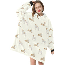 Load image into Gallery viewer, Watercolor Fawn Red White Whippets Blanket Hoodie-Blanket-Apparel, Blanket Hoodie, Blankets, Dog Mom Gifts, Greyhound, Whippet-3