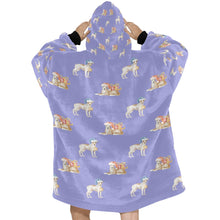 Load image into Gallery viewer, Watercolor Fawn Red White Whippets Christmas Blanket Hoodie-Blanket-Apparel, Blanket Hoodie, Blankets, Dog Mom Gifts, Greyhound, Whippet-33