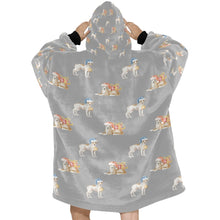 Load image into Gallery viewer, Watercolor Fawn Red White Whippets Christmas Blanket Hoodie-Blanket-Apparel, Blanket Hoodie, Blankets, Dog Mom Gifts, Greyhound, Whippet-36