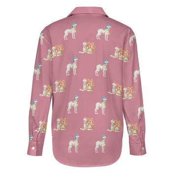Watercolor Fawn Red White Whippets Christmas Women's Shirt-Apparel-Apparel, Christmas, Dog Mom Gifts, Greyhound, Shirt, Whippet-21