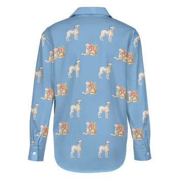 Watercolor Fawn Red White Whippets Christmas Women's Shirt-Apparel-Apparel, Christmas, Dog Mom Gifts, Greyhound, Shirt, Whippet-24