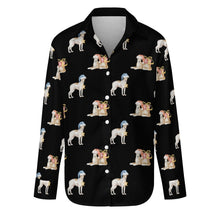 Load image into Gallery viewer, Watercolor Fawn Red White Whippets Christmas Women&#39;s Shirt-Apparel-Apparel, Christmas, Dog Mom Gifts, Greyhound, Shirt, Whippet-Midnight Black-S-11