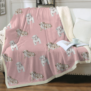 Watercolor Fawn White English Bulldog Puppies Blanket - 8 Colors-Blanket-Bedding, Blankets, English Bulldog, Home Decor-13