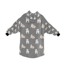 Load image into Gallery viewer, Watercolor Fawn White English Bulldog Puppies Blanket Hoodie-Blanket-Apparel, Blanket Hoodie, Blankets, Dog Mom Gifts, English Bulldog-27