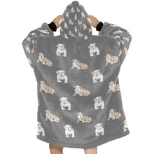 Load image into Gallery viewer, Watercolor Fawn White English Bulldog Puppies Blanket Hoodie-Blanket-Apparel, Blanket Hoodie, Blankets, Dog Mom Gifts, English Bulldog-28