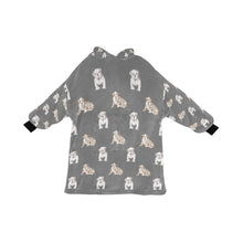 Load image into Gallery viewer, Watercolor Fawn White English Bulldog Puppies Blanket Hoodie-Blanket-Apparel, Blanket Hoodie, Blankets, Dog Mom Gifts, English Bulldog-Parisian Gray-ONE SIZE-26