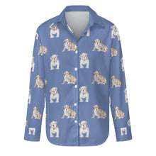 Load image into Gallery viewer, Watercolor Fawn White English Bulldog Puppies Women's Shirt-Apparel-Apparel, Dog Mom Gifts, English Bulldog, Shirt-S-CornflowerBlue-19