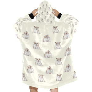 Watercolor Fawn White English Bulldogs Blanket Hoodie-Blanket-Apparel, Blanket Hoodie, Blankets, Dog Mom Gifts, English Bulldog-10