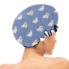 Load image into Gallery viewer, Watercolor Fawn White English Bulldogs Christmas Elastic Reusable Shower Caps-Accessories-Accessories, Christmas, Dog Mom Gifts, English Bulldog-13