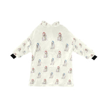 Load image into Gallery viewer, Watercolor Fawn White English Bulldogs Christmas Blanket Hoodie-Blanket-Apparel, Blanket Hoodie, Blankets, Christmas, Dog Mom Gifts, English Bulldog-Ivory White-ONE SIZE-13