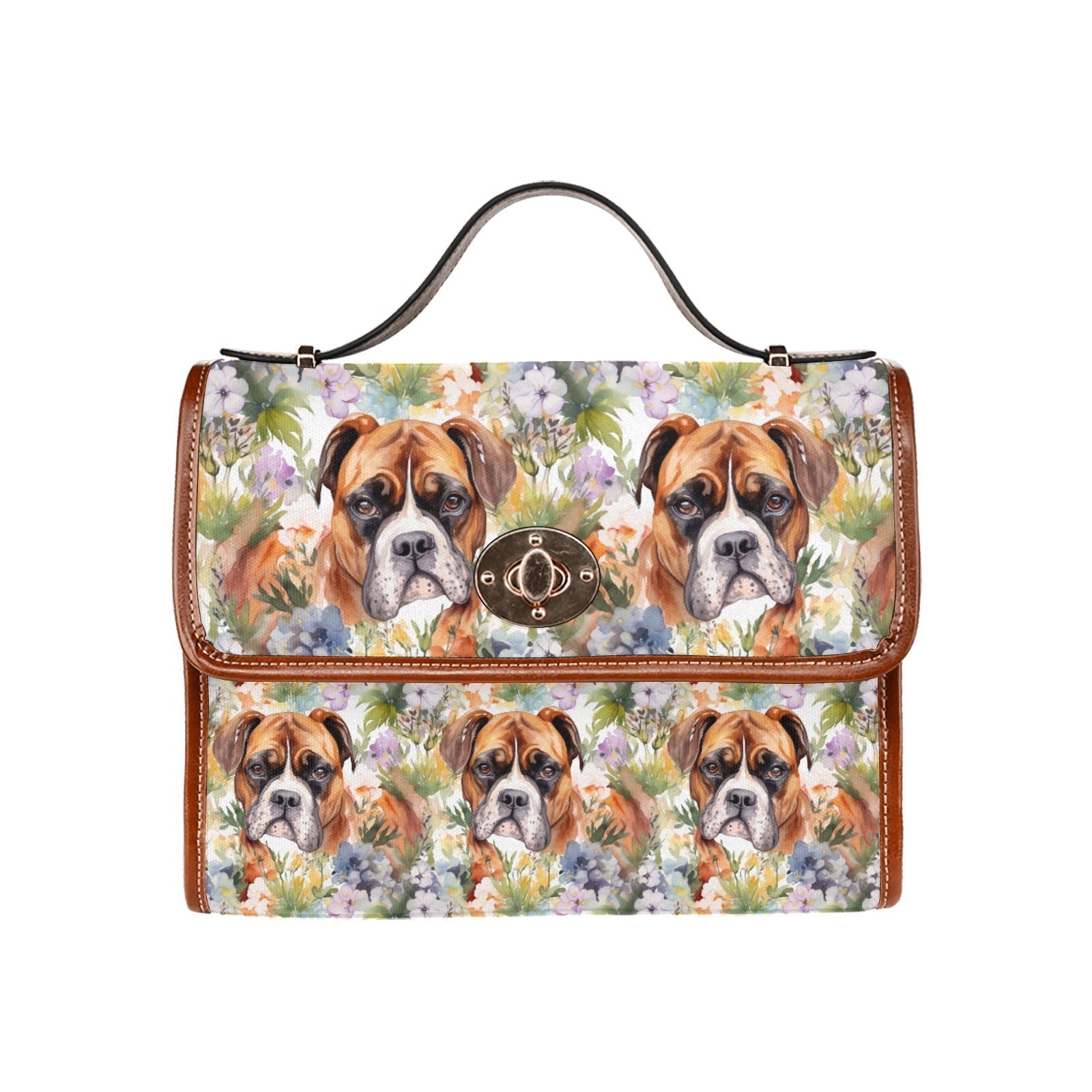Watercolor Flower Garden Boxer Satchel Bag Purse