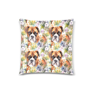 Watercolor Flower Garden Boxer Throw Pillow Cover-Cushion Cover-Boxer, Home Decor, Pillows-White1-ONESIZE-1