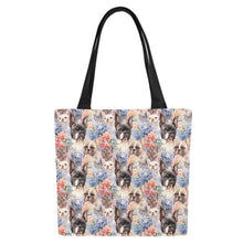 Load image into Gallery viewer, Watercolor Flower Garden French Bulldogs Large Canvas Tote Bags - Set of 2-Accessories-Accessories, Bags, French Bulldog-White1-ONESIZE-3