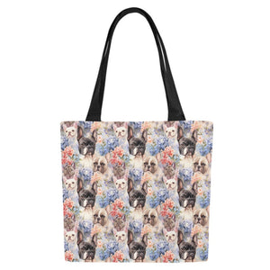 Watercolor Flower Garden French Bulldogs Large Canvas Tote Bags - Set of 2-Accessories-Accessories, Bags, French Bulldog-White1-ONESIZE-3