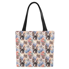 Load image into Gallery viewer, Watercolor Flower Garden French Bulldogs Large Canvas Tote Bags - Set of 2-Accessories-Accessories, Bags, French Bulldog-White1-ONESIZE-1