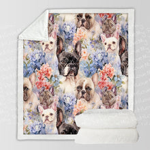 Load image into Gallery viewer, Watercolor Flower Garden French Bulldogs Soft Warm Fleece Blanket-Blanket-Blankets, French Bulldog, Home Decor-10