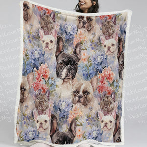 Watercolor Flower Garden French Bulldogs Soft Warm Fleece Blanket-Blanket-Blankets, French Bulldog, Home Decor-11