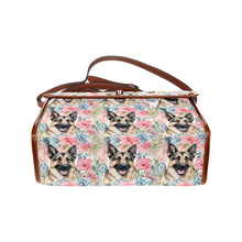 Load image into Gallery viewer, Watercolor Flower Garden German Shepherd Satchel Bag Purse-Accessories-Accessories, Bags, German Shepherd, Purse-One Size-5