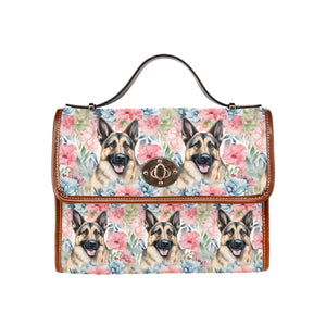 Watercolor Flower Garden German Shepherd Satchel Bag Purse-Accessories-Accessories, Bags, German Shepherd, Purse-One Size-7