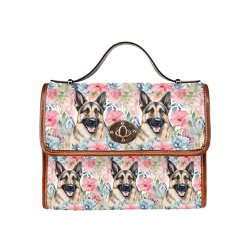 Watercolor Flower Garden German Shepherd Satchel Bag Purse One Size 360x