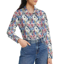 Load image into Gallery viewer, Watercolor Flower Garden Husky Women&#39;s Shirt-2