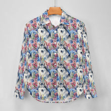 Load image into Gallery viewer, Watercolor Flower Garden Husky Women&#39;s Shirt-3