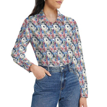Load image into Gallery viewer, Watercolor Flower Garden Husky Women&#39;s Shirt-6