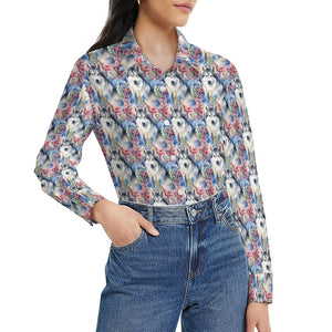 Watercolor Flower Garden Husky Women's Shirt-6