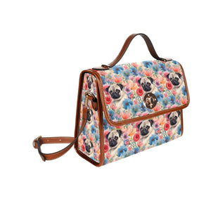 Watercolor Flower Garden Pug Shoulder Bag Purse-Accessories-Accessories, Bags, Pug, Purse-One Size-3