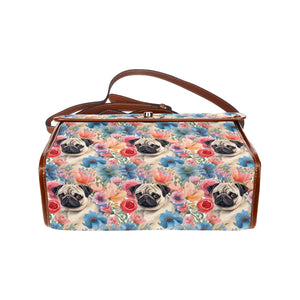 Watercolor Flower Garden Pug Shoulder Bag Purse-Accessories-Accessories, Bags, Pug, Purse-One Size-5