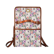 Load image into Gallery viewer, Watercolor Flower Garden Samoyeds Waterproof Shoulder Bag-Accessories-Accessories, Bags, Samoyed-Black-ONE SIZE-4