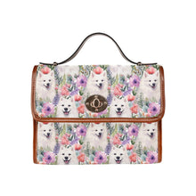 Load image into Gallery viewer, Watercolor Flower Garden Samoyeds Waterproof Shoulder Bag-Accessories-Accessories, Bags, Samoyed-Black-ONE SIZE-1