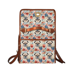 Watercolor Flower Garden Senior Pug Love Shoulder Bag Purse-Accessories-Accessories, Bags, Pug, Purse-One Size-2