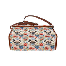 Load image into Gallery viewer, Watercolor Flower Garden Senior Pug Love Shoulder Bag Purse-Accessories-Accessories, Bags, Pug, Purse-One Size-5