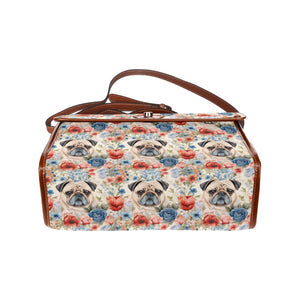 Watercolor Flower Garden Senior Pug Love Shoulder Bag Purse-Accessories-Accessories, Bags, Pug, Purse-One Size-5