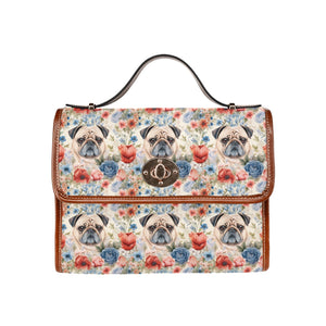 Watercolor Flower Garden Senior Pug Love Shoulder Bag Purse-Accessories-Accessories, Bags, Pug, Purse-One Size-6