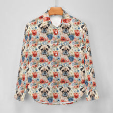Load image into Gallery viewer, Watercolor Flower Garden Senior Pug Love Women&#39;s Shirt - 2 Designs-Apparel-Apparel, Pug, Shirt-4
